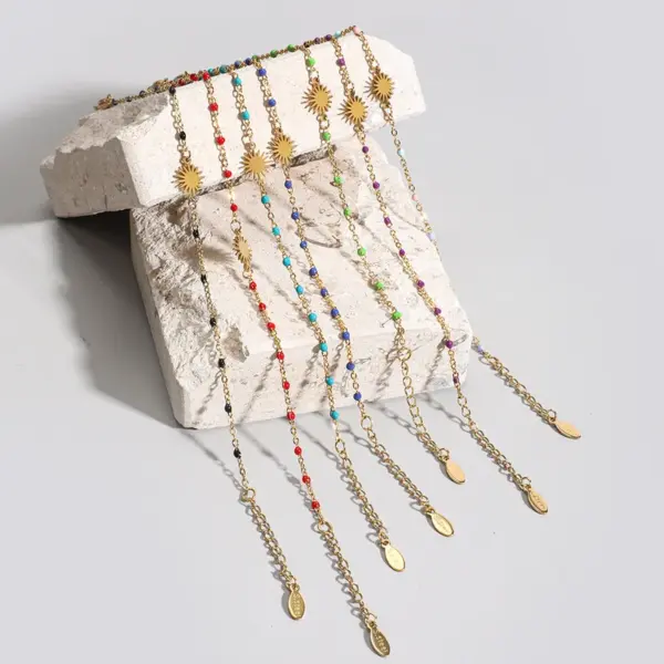 Wholesale Simple Style Sun Stainless Steel Enamel Plating Bracelets 1 Piece
