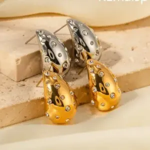 1 Pair Simple Style Water oplets Inlay Stainless Steel Zircon Ear Studs