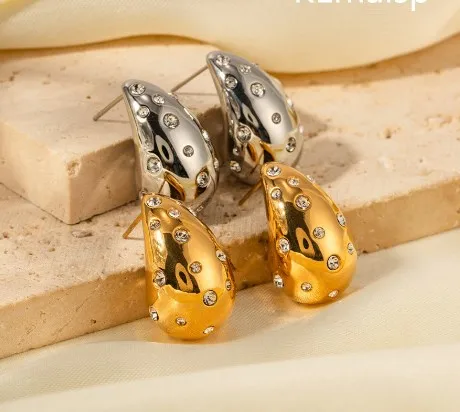 1 Pair Simple Style Water oplets Inlay Stainless Steel Zircon Ear Studs