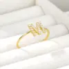 Wholesale PVD Coated Real Gold Plated Letter Stainless Steel Simple Style Waterproof Non Tarnish Rings