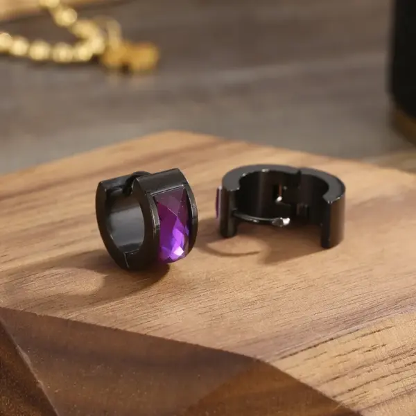 PVD Coated 18K Gold Plated Round Solid Color Stainless Steel Simple Style Shiny Waterproof Non Tarnish Earrings