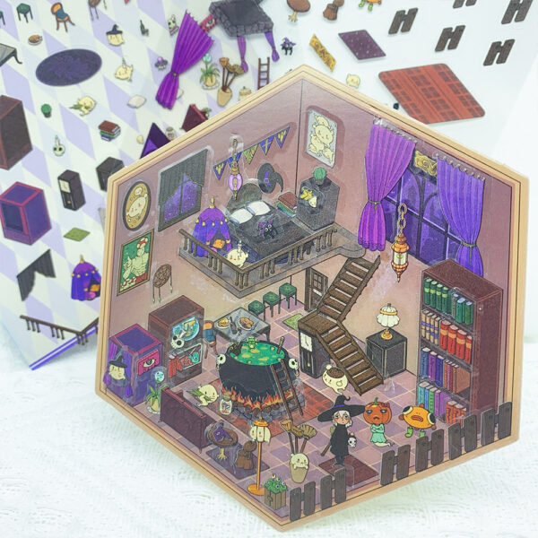 Wholesale Magic Research Institute Landscaping Stickers 3D Microscopic World Visual Stacking Three-Dimensional House Scene Free Clipart