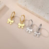 Wholesale Cute Small Bow Hanging Earrings Women's Girls Stainless Steel Bow Tie Hoop Earrings Sweet Jewelry Birthday Gift