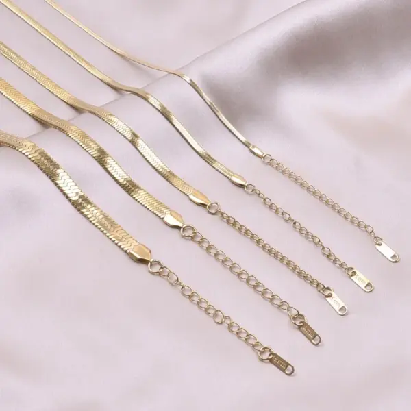 Wholesale Vacuum Plating 18K Gold Geometric 201 Stainless Steel IG Style Bracelets Anklet Necklace