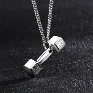 Wholesale 2024 Fashion Fitness Barbell Dumbbell Men's Necklace Domineering Trendy Men's Titanium Steel Clavicle Couple Pendant Pendant Women