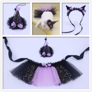 Wholesale Cat and Dog Halloween Party Dress-Up Halloween Pet Pointed Hat Tutu Skirt