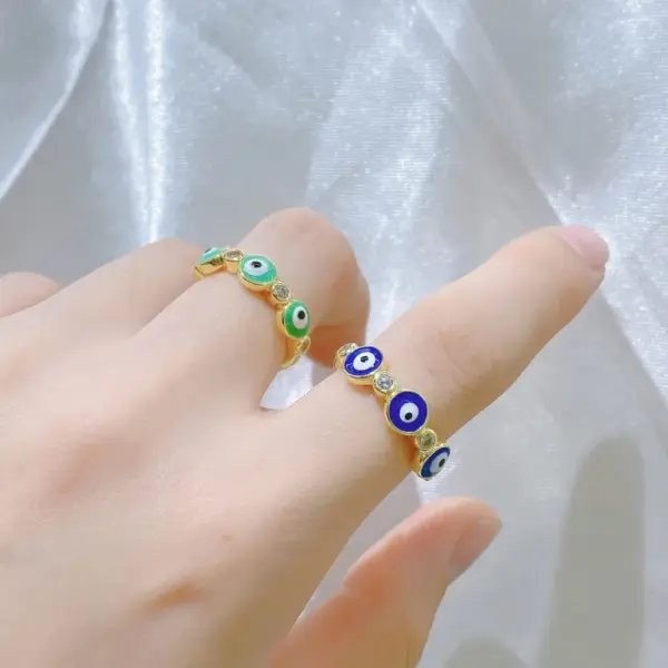 Wholesale Fashion Eye Copper Enamel Zircon Open Ring