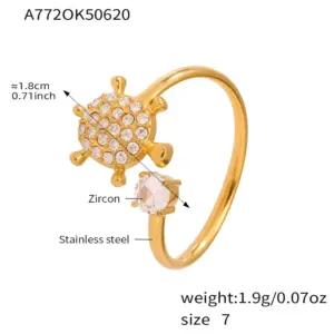 A772-Gold Turtle 5A Zircon Ring / 7