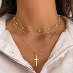 Wholesale Simple Style Classic Style Cross Alloy Wholesale Layered Necklaces