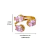 18K Gold Plated 304 Stainless Steel Vacuum Electroplating (In Furnace) Zircon Heart-shaped Flower Medical Steel Hypoallergenic Open Ring Beautiful Ring Valentine's Day Gift Jewelry