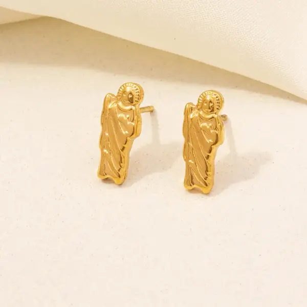 Wholesale Ion Plating (IP) Real Gold Plated 18K Gold Scallop Moon Cherry 304 Stainless Steel Basic Modern Style Classic Style Waterproof Non Tarnish Ear Studs