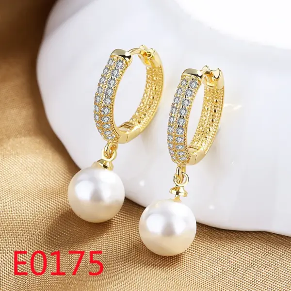 Wholesale 1 Pair Elegant Streetwear U Shape Round Inlay Copper Artificial Pearls Zircon Drop Earrings