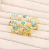 Wholesale Jewelry Retro Devil's Eye Heart Shape 304 Stainless Steel Turquoise Plating Open Rings