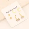 1 Set Commute Star Heart Shape Plating Stainless Steel 18K Gold Plated Earrings Ear Studs
