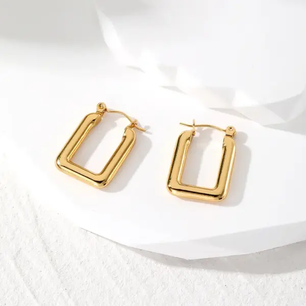 1 Pair Vintage Style Simple Style Classic Style Pentagram Heart Shape Rectangle 201 Stainless Steel Hoop Earrings