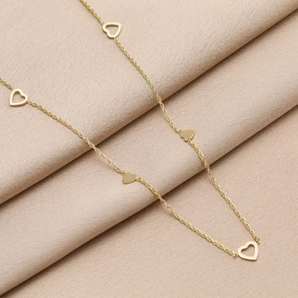 Wholesale Jewelry Simple Style Heart 304 Stainless Steel 18K Gold Plated Plating Necklace