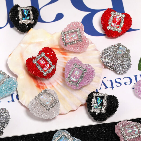 Wholesale Rose photo frame with heart-shaped soft sugar rhinestone ball