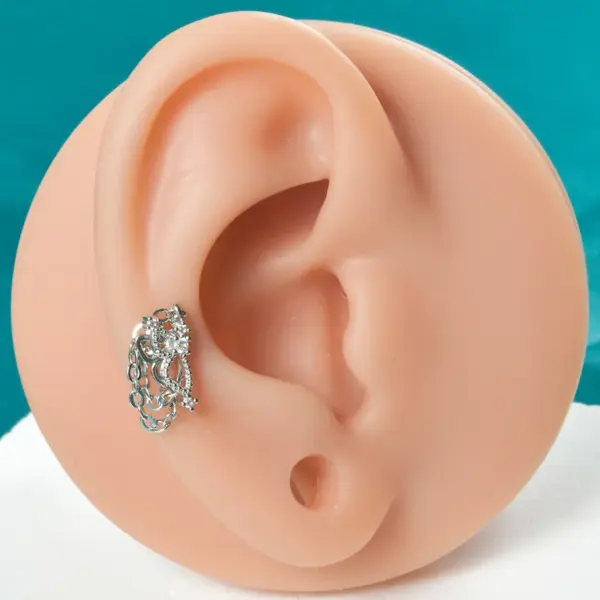 Wholesale 1 Piece Ear Cartilage Rings & Studs Elegant Glam Flower 304 Stainless Steel Copper Inlay Zircon