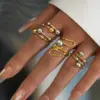 PVD Coated Real Gold Plated 18K Gold Geometric 304 Stainless Steel IG Style Casual Lady Waterproof Non Tarnish Rings