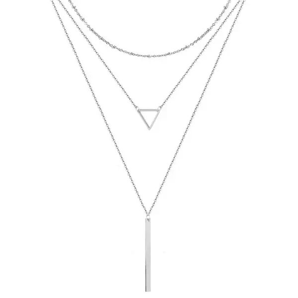 Wholesale Streetwear Geometric Stainless Steel Layered Necklaces
