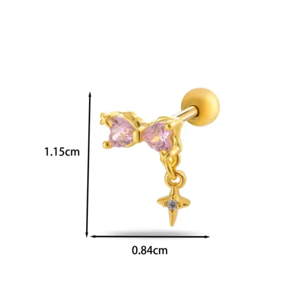 Wholesale 1 Piece Ear Cartilage Rings & Studs IG Style Vintage Style Simple Style Heart Shape Flower Butterfly 316L Stainless Steel Copper Waterproof Non Tarnish Surgical Steel Zircon Ear Cartilage Rings & Studs