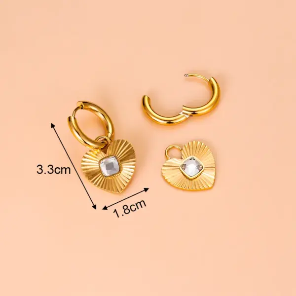 1 Pair Fashion Sector Heart Shape Tassel Gold Plated Inlay 304 Stainless Steel Zircon Stainless Steel Earrings