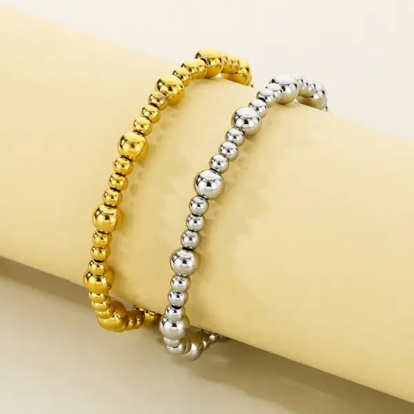 Wholesale PVD Coated 18K Gold Plated Round 304 Stainless Steel Simple Style Waterproof Non Tarnish 304 Stainless Steel Bracelets