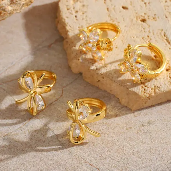 Wholesale 1 Pair Luxurious Romantic Artistic Butterfly Bow Knot Inlay 304 Stainless Steel Zircon Ear Studs