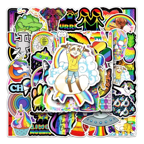 Wholesale 50 cartoon color line INS style personality DIY graffiti hand account luggage scooter car decoration stickers