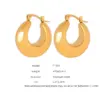 Wholesale 304 Stainless Steel Solid Color PVD Coated 18K Gold Plated Real Gold Plated Punk Simple Style Waterproof Non Tarnish Plating Gold Silver Earrings