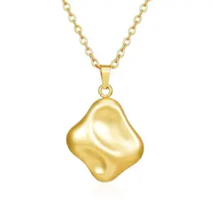 Square Concave-Convex Necklace Gold One MS-530