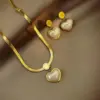 Wholesale Jewelry Fashion Heart Shape 304 Stainless Steel Plastic 18K Gold Plated Plating Stainless Steel Jewelry Sets