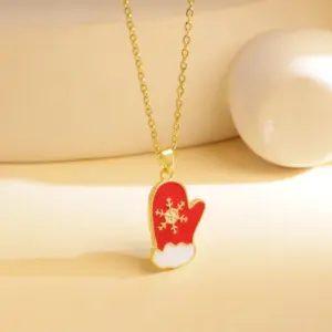 Xl2635 Christmas Gloves Snowflake Necklace / Gold