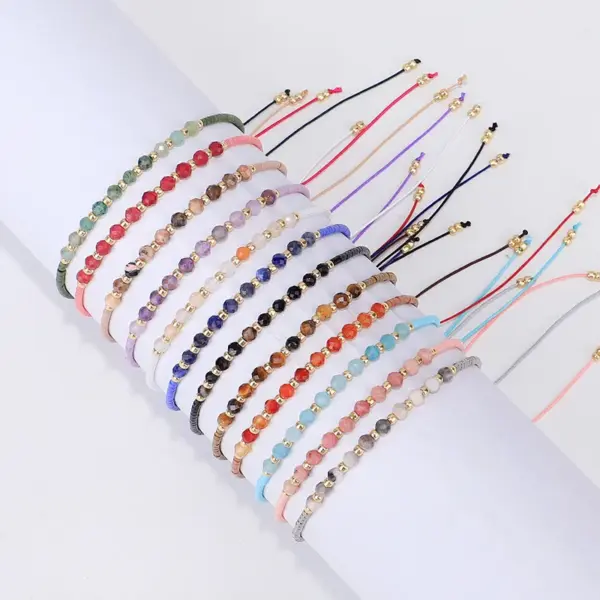 Simple Style Round Bead, Stone Beaded Bracelets