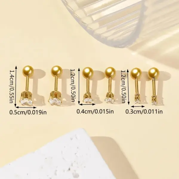 Wholesale 3 Pairs Simple Style Classic Style Geometric 304 Stainless Steel 18K Gold Plated Cartilage Earrings