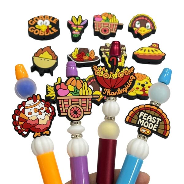 Wholesale 10pcs Thanksgiving Cartoon Animal Silicone Beaded Food