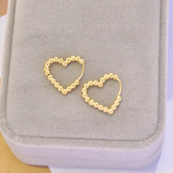 304 Stainless Steel Geometric Water Droplets Heart Shape PVD Coated 18K Real Gold Plated 18K Gold Simple Style Waterproof Non Tarnish Gold Hoop Earrings