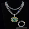 Wholesale Punk hip-hop letter G round diamond necklace and bracelet set