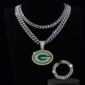 Wholesale Punk hip-hop letter G round diamond necklace and bracelet set