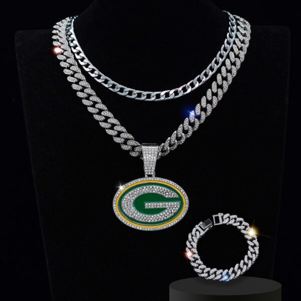 Wholesale Punk hip-hop letter G round diamond necklace and bracelet set