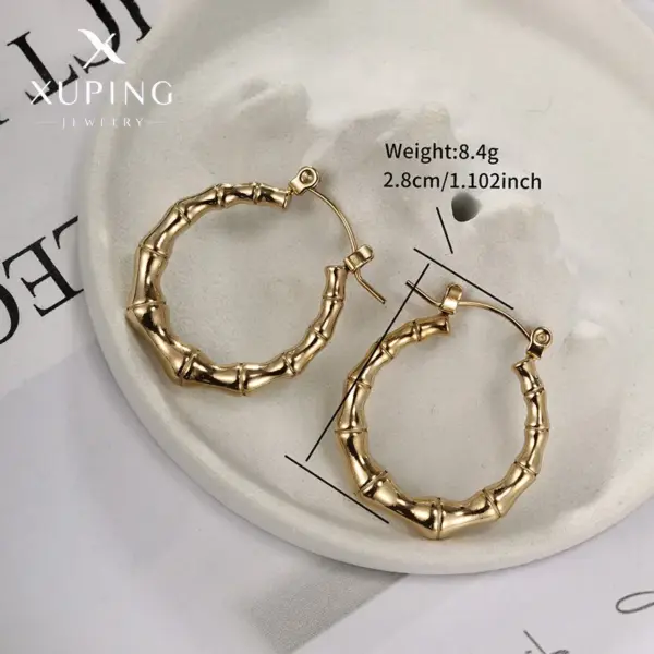 Wholesale 1 Pair Retro XUPING Simple Style Geometric Knot Plating 304 Stainless Steel 18K Gold Plated Earrings