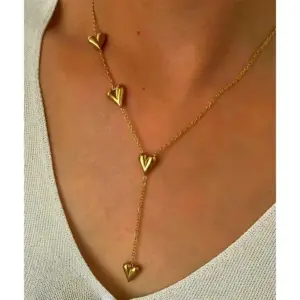 PVD Coated Real Gold Plated Heart Shape 304 Stainless Steel Simple Style Waterproof Non Tarnish Surgical Steel Plating Lobster Trigger Clasp Closure Long Necklace