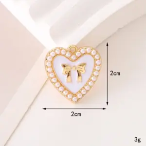 D1715 Pearl Bow Love Heart (White) / Diy Ornament