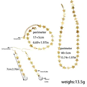 Gold / Average Size / 1 set of star jewelry set