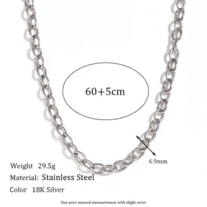 6.9mm Cross Chain-Steel Necklace-60cm+5cm