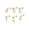 Copper Ear Cartilage Rings & Studs Pentagram Waterproof Non Tarnish Surgical Steel Women'S