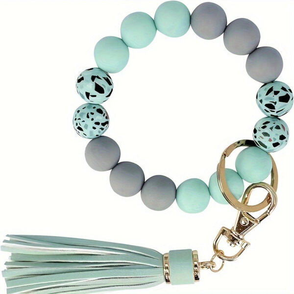 Wholesale Printed silicone bead bracelet keychain magic camouflage water turn silicone wrist bracelet key ring pendant