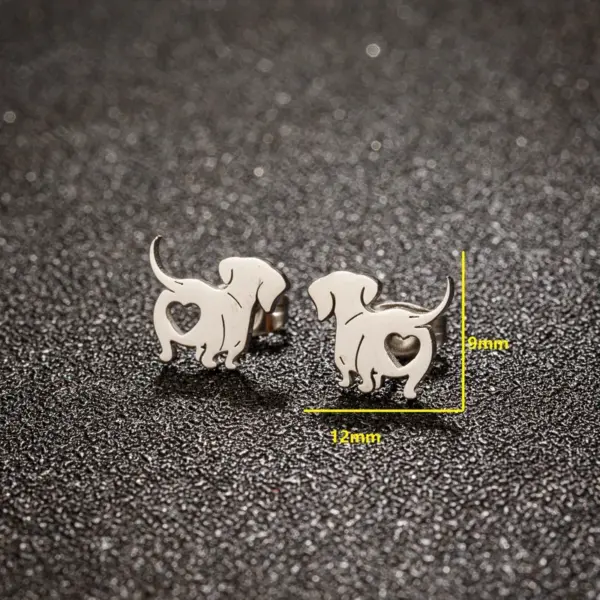 PVD Coated 18K Gold Real Gold Plated Dog 304 Stainless Steel Simple Style Waterproof Non Tarnish Ear Studs