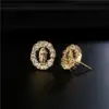 Wholesale Copper Micro-inlaid Zircon Religious Jewelry Real Gold Electroplated Maria Earrings