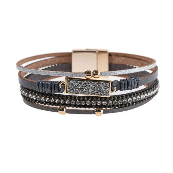 Wholesale Multi layer diamond crystal magnetic buckle bracelet